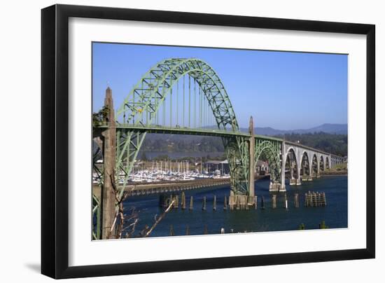 Yaquina Bay Bridge Spanning the Yaquina Bay at Newport, Oregon, USA-David R. Frazier-Framed Photographic Print