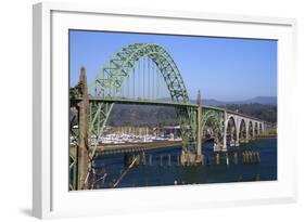 Yaquina Bay Bridge Spanning the Yaquina Bay at Newport, Oregon, USA-David R. Frazier-Framed Photographic Print