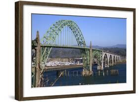 Yaquina Bay Bridge Spanning the Yaquina Bay at Newport, Oregon, USA-David R. Frazier-Framed Photographic Print