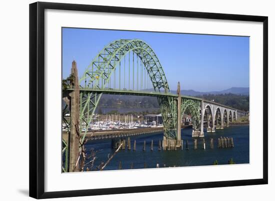 Yaquina Bay Bridge Spanning the Yaquina Bay at Newport, Oregon, USA-David R. Frazier-Framed Photographic Print