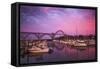 Yaquina Bay Sunrise-Darren White Photography-Framed Stretched Canvas