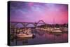 Yaquina Bay Sunrise-Darren White Photography-Stretched Canvas