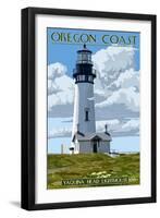 Yaquina Head Lighthouse - Oregon Coast-Lantern Press-Framed Art Print