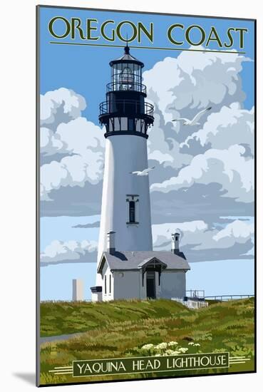 Yaquina Head Lighthouse - Oregon Coast-Lantern Press-Mounted Art Print