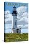 Yaquina Head Lighthouse - Oregon Coast-Lantern Press-Stretched Canvas