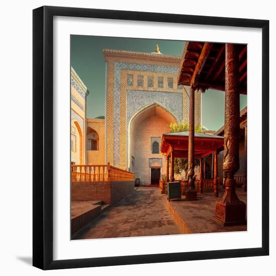 Yard of an Ancient Mosque in the City of Itchan Kala, Khiva, Uzbekistan-Dudarev Mikhail-Framed Photographic Print