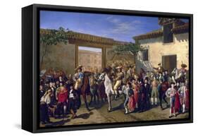 Yard with Horses at Former Plaza De Toros in Madrid-Manuel Castellano-Framed Stretched Canvas