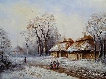 Oil Painting, Landscape of Winter Village-Yarikart-Art Print