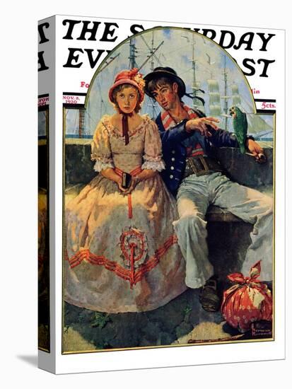 "Yarn Spinner" Saturday Evening Post Cover, November 8,1930-Norman Rockwell-Stretched Canvas