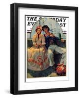 "Yarn Spinner" Saturday Evening Post Cover, November 8,1930-Norman Rockwell-Framed Giclee Print