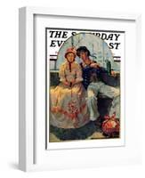 "Yarn Spinner" Saturday Evening Post Cover, November 8,1930-Norman Rockwell-Framed Giclee Print