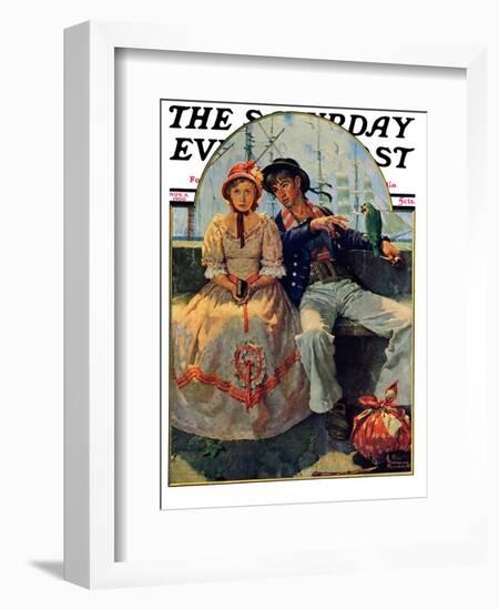 "Yarn Spinner" Saturday Evening Post Cover, November 8,1930-Norman Rockwell-Framed Giclee Print