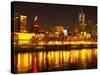 Yarra River, Flinders Street Station and CBD, Melbourne, Victoria, Australia-David Wall-Stretched Canvas