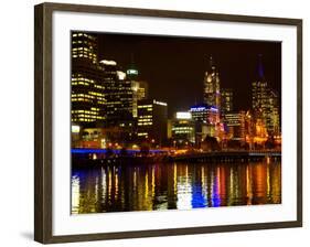 Yarra River, Queens Bridge and CBD, Melbourne, Victoria, Australia-David Wall-Framed Photographic Print