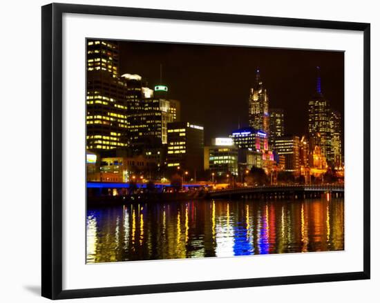 Yarra River, Queens Bridge and CBD, Melbourne, Victoria, Australia-David Wall-Framed Photographic Print