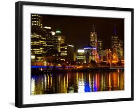 Yarra River, Queens Bridge and CBD, Melbourne, Victoria, Australia-David Wall-Framed Photographic Print