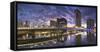 Yarra's Edge harbour and Webb Bridge at dawn, Melbourne, Victoria, Australia-Ian Trower-Framed Stretched Canvas