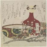 Getting Out the Rain by the Aji River at Tenpozan, 1834-Yashima Gakutei-Giclee Print