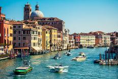 Grand Channel with Boats and Color Architecture in Venice, Italy-yasonya-Photographic Print