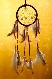 Beautiful Dream Catcher On Yellow Background With Lights-Yastremska-Art Print