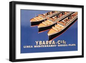 Ybarra and Company Mediterranean-Brazil-Plata Cruise Line-Flos-Framed Art Print