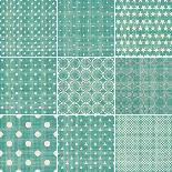 Set of Retro Turquoise and Faded Grey Seamless Patterns-ychty-Framed Art Print