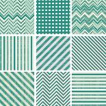 Set of Retro Turquoise and Faded Grey Seamless Patterns-ychty-Framed Art Print