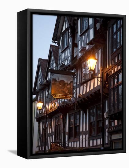 Ye Old Bullring Tavern Public House Dating from 14th Century, at Night, Ludlow, Shropshire, England-Nick Servian-Framed Stretched Canvas