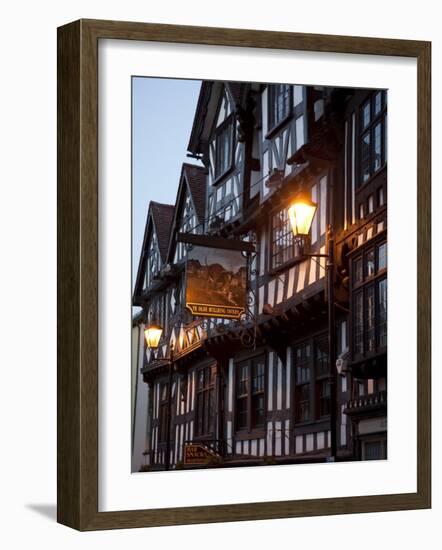 Ye Old Bullring Tavern Public House Dating from 14th Century, at Night, Ludlow, Shropshire, England-Nick Servian-Framed Photographic Print