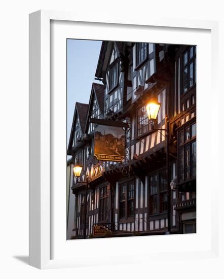 Ye Old Bullring Tavern Public House Dating from 14th Century, at Night, Ludlow, Shropshire, England-Nick Servian-Framed Photographic Print