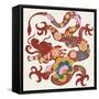 Year of the Dragon Color-Leah York-Framed Stretched Canvas