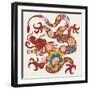 Year of the Dragon Color-Leah York-Framed Art Print