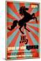 Year Of The Horse Poster - Chinese Zodiac Card With The Rearing Horse And Chinese Character Fo-LanaN.-Mounted Art Print