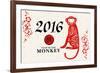 Year of the Monkey - 2016 - Horizontal Pattern-Lantern Press-Framed Premium Giclee Print