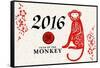 Year of the Monkey - 2016 - Horizontal Pattern-Lantern Press-Framed Stretched Canvas