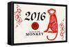 Year of the Monkey - 2016 - Horizontal Pattern-Lantern Press-Framed Stretched Canvas