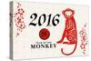 Year of the Monkey - 2016 - Horizontal Pattern-Lantern Press-Stretched Canvas