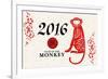 Year of the Monkey - 2016 - Horizontal Pattern-Lantern Press-Framed Art Print