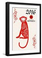 Year of the Monkey - 2016 - Vertical Pattern-Lantern Press-Framed Art Print