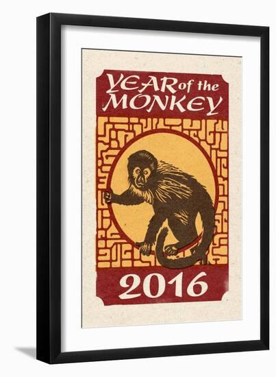 Year of the Monkey - 2016 - Woodblock-Lantern Press-Framed Art Print