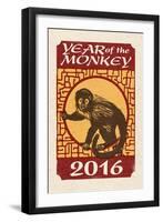 Year of the Monkey - 2016 - Woodblock-Lantern Press-Framed Art Print