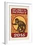 Year of the Monkey - 2016 - Woodblock-Lantern Press-Framed Art Print