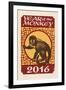 Year of the Monkey - 2016 - Woodblock-Lantern Press-Framed Art Print