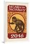 Year of the Monkey - 2016 - Woodblock-Lantern Press-Framed Art Print