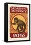 Year of the Monkey - 2016 - Woodblock-Lantern Press-Framed Stretched Canvas