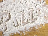 The Word 'PIZZA' Written in Flour-Yehia Asem El Alaily-Framed Stretched Canvas