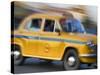 Yellow Ambassador Taxi, Calcutta, Kolkata, West Bengal, India-Jane Sweeney-Stretched Canvas
