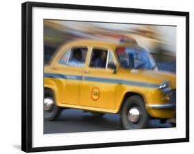 Yellow Ambassador Taxi, Calcutta, Kolkata, West Bengal, India-Jane Sweeney-Framed Photographic Print