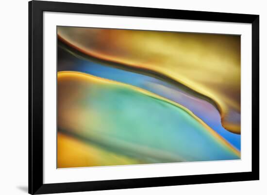 Yellow and Aqua Blue Flow-Cora Niele-Framed Photographic Print