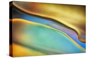 Yellow and Aqua Blue Flow-Cora Niele-Stretched Canvas